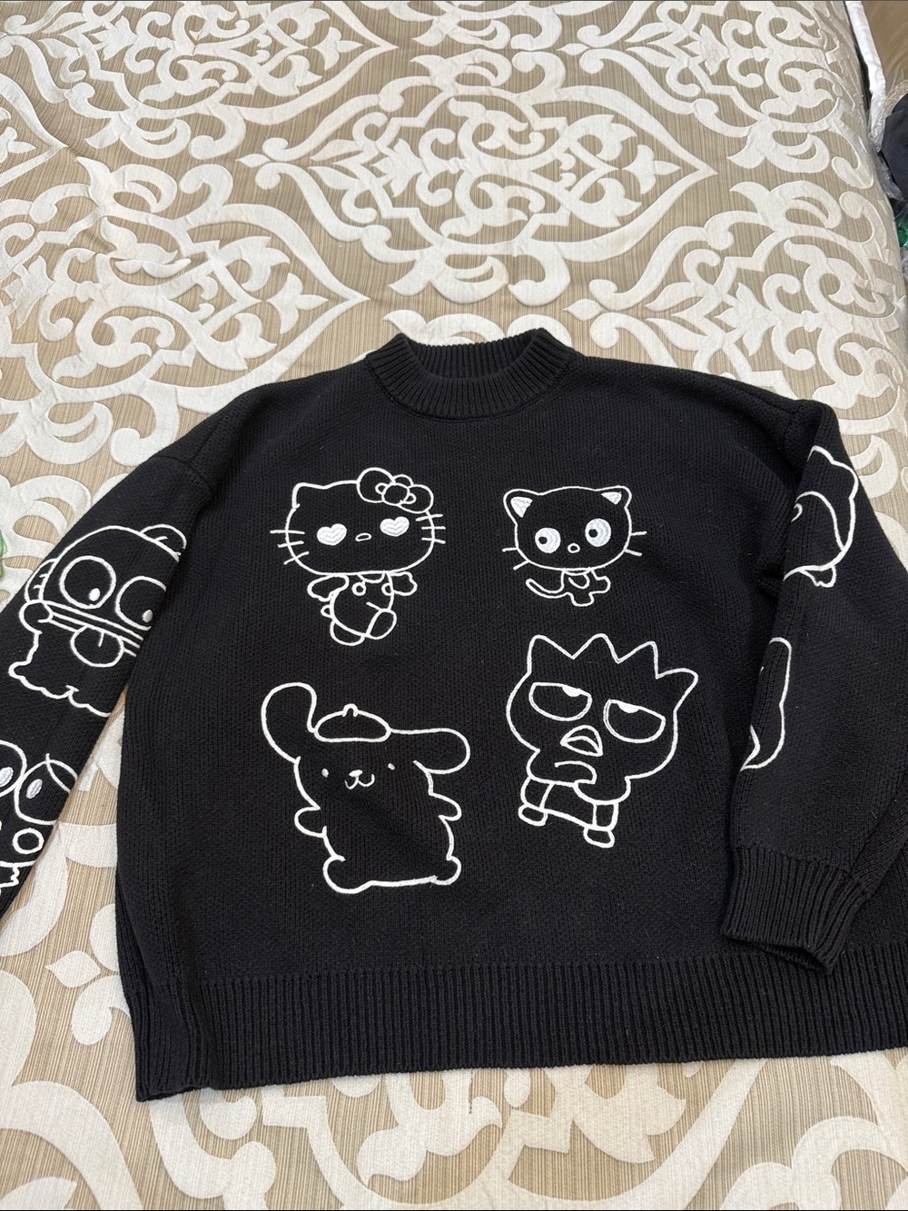 Forever 21 Black hello kitty  Cartoon Graphic Crewneck Sweater